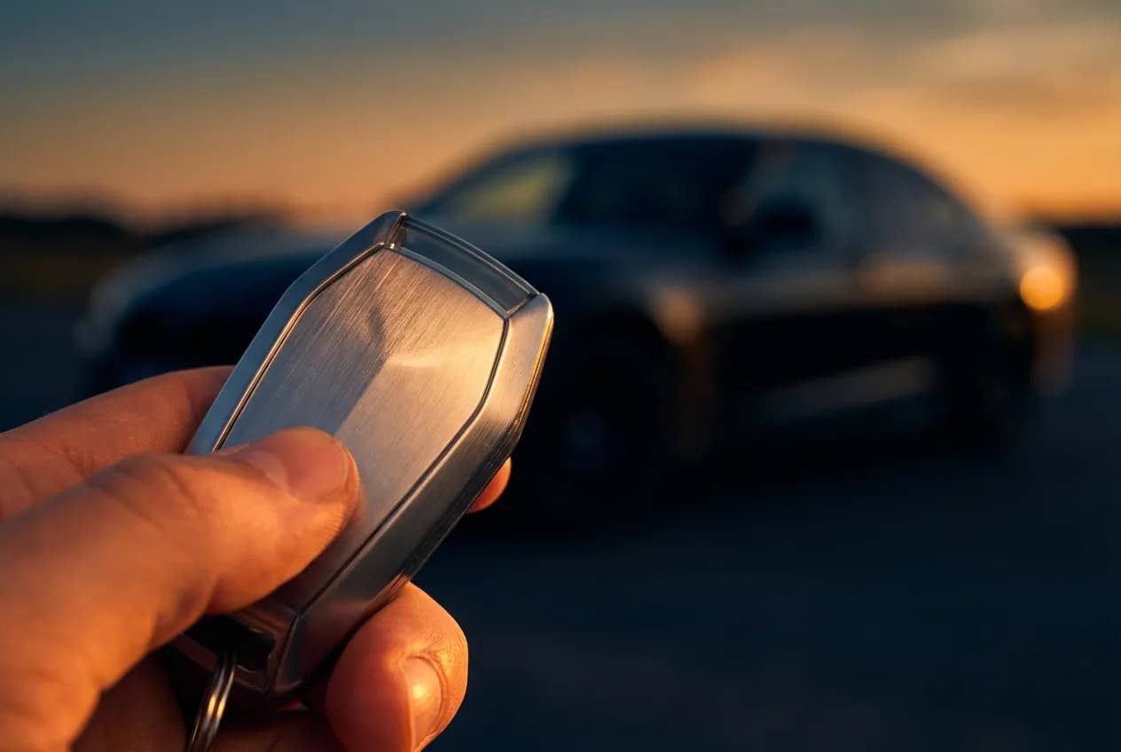 Avis sur Luxe Automobiles : Fiabilité et Verdict Complet 2024 Main tenant une clé de voiture de luxe avec fond flou