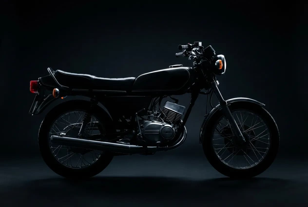 Yamaha RDX 125 : Vitesse Max Réelle et Fiche Technique Vue de profil studio de la Yamaha RDX 125 sur fond sombre