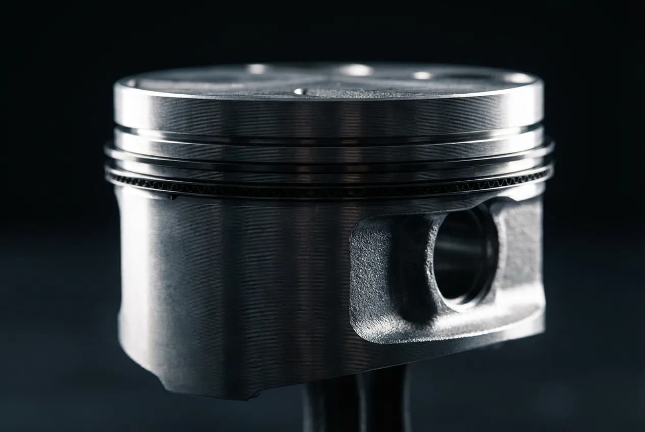 Moteur Super Carré : Fonctionnement et Performances Gros plan sur un piston de course large diamètre pour moteur super carré
