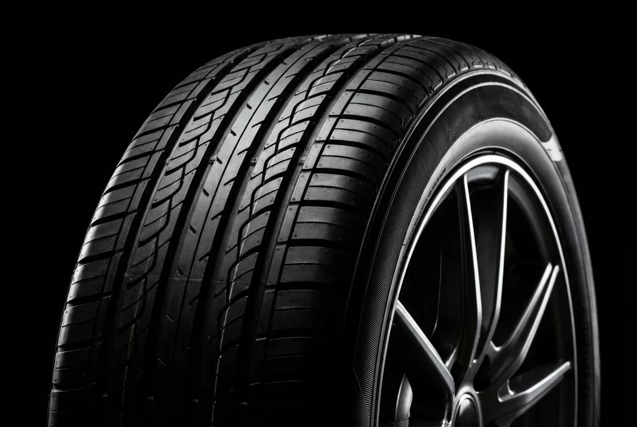 Pneus Norauto Avis : Test, Prix et Fiabilité Prevensys 4 Gros plan studio sur un pneu neuf Norauto Prevensys 4 avec éclairage contrasté