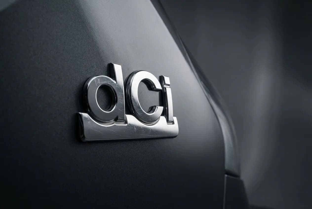 Fiabilité Trafic 2.0 dCi 115 : Avis, Pannes et Conseils Gros plan sur le logo dCi d'un moteur Renault Trafic, représentant la motorisation 2.0 dCi 115.