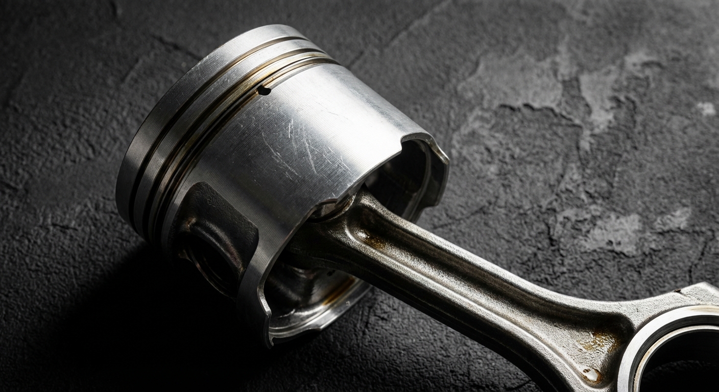 Gros plan iconique d'un piston de moteur Renault, symbole de robustesse.