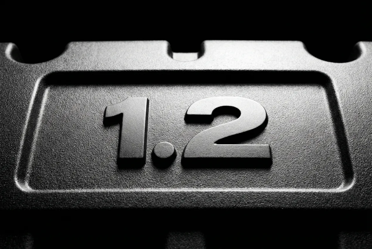 Moteur Renault 1.2 75cv Fiabilité : Avis et Pannes Miniature en gros plan sur l'inscription '1.2' du cache-moteur d'un bloc Renault 75cv, symbole de sa fiche technique.