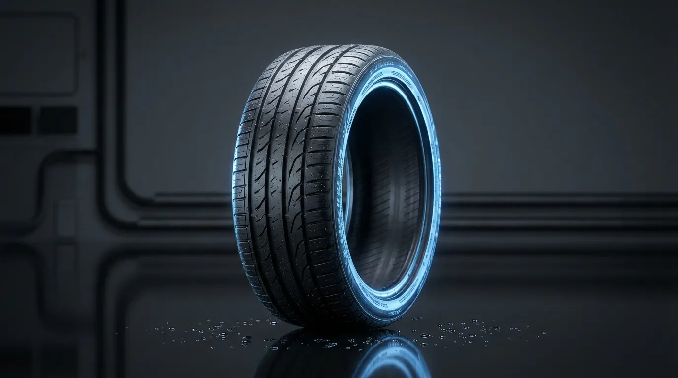 Technologie et design du Bridgestone Turanza T005 Vue studio du pneu Bridgestone Turanza T005 mettant en avant la technologie d'adhérence sur sol mouillé