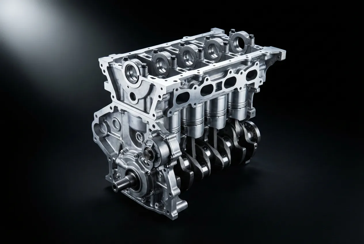 Gros plan artistique en studio du moteur Renault 2.0 dCi 115, symbolisant la fiabilité mécanique et l'ingénierie de précision.