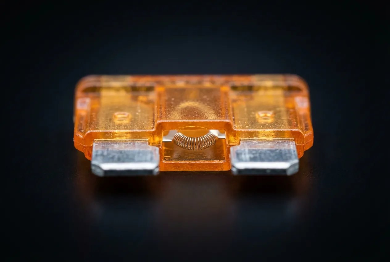 Fusible ventilation Scenic 2 : Emplacement et remplacement Gros plan d'un fusible automobile pour illustrer le guide de remplacement du fusible de ventilation sur Scenic 2.