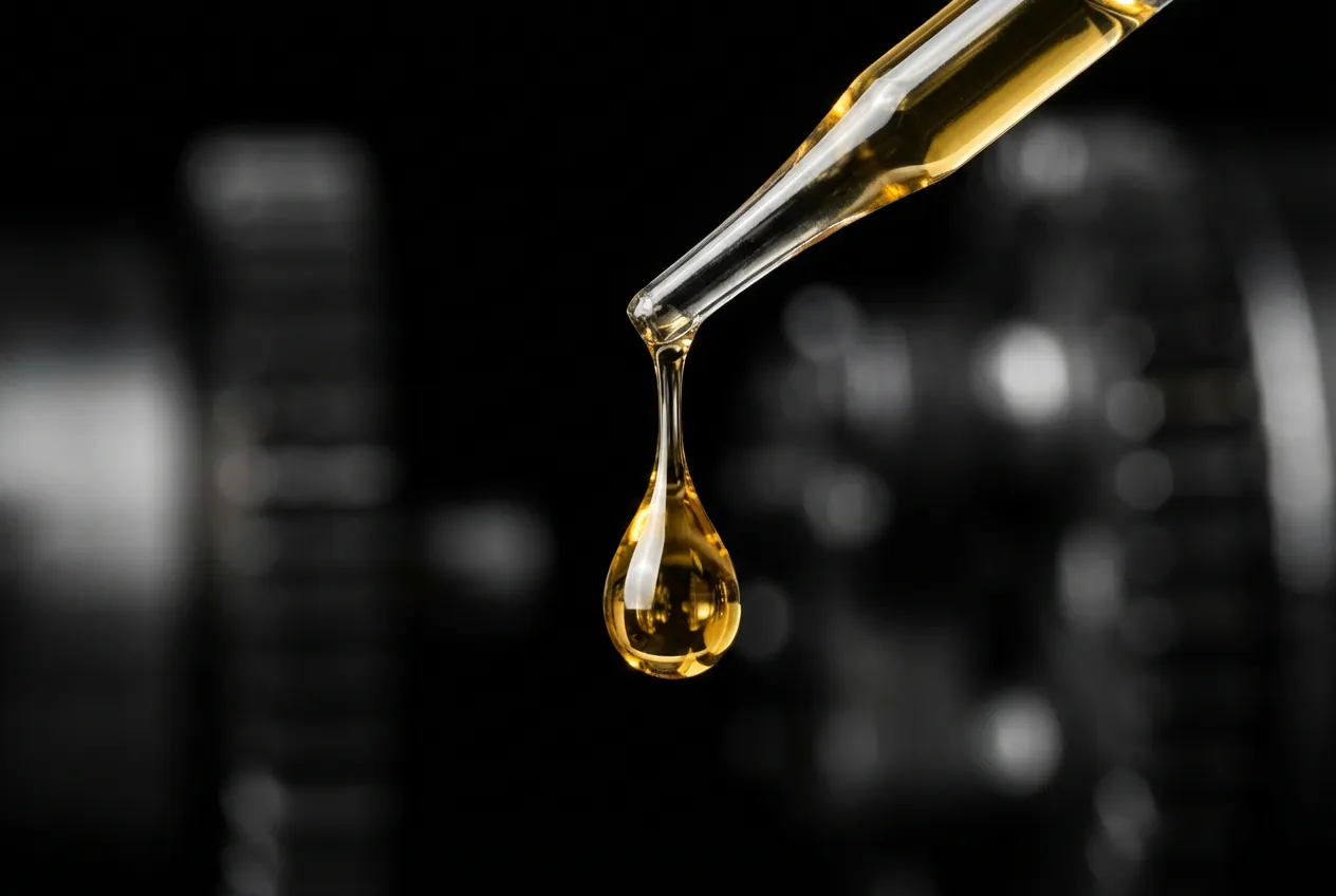 Quantité Huile Boîte de Vitesse 308 1.6 HDI : Le Guide Goutte d'huile de boîte de vitesse dorée symbolisant la quantité et la qualité précises pour une Peugeot 308 1.6 HDI.